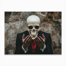 Man Holding A Skull Canvas Print