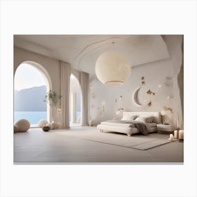 Bedroom With A View Of The Sea Canvas Print