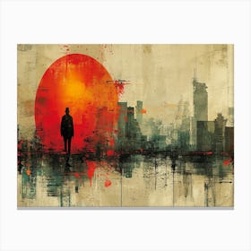 Temporal Resonances: A Conceptual Art Collection. Sunset City Canvas Print
