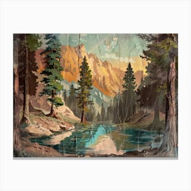 Retro Mountains Illustration 6 Canvas Print