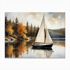 Sailboat Painting Lake House (10) Canvas Print