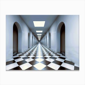 Hallway With Checkered Floor Canvas Print