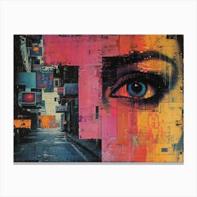 Analog Fusion: A Tapestry of Mixed Media Masterpieces Eye Of The City 1 Canvas Print