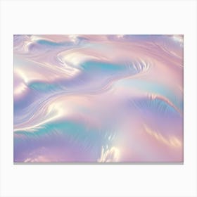 Abstract Background Of Flowing, Wave Like Patterns In Shades Of Pink, Blue, And White, Creating A Soft And Iridescent Texture Canvas Print