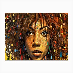 Ethnic- Pointallism Portrait Of A Woman Canvas Print