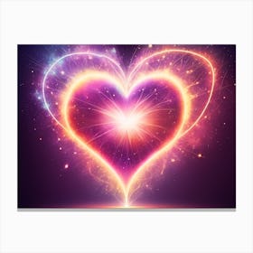 A Colorful Glowing Heart On A Dark Background Horizontal Composition 69 Canvas Print