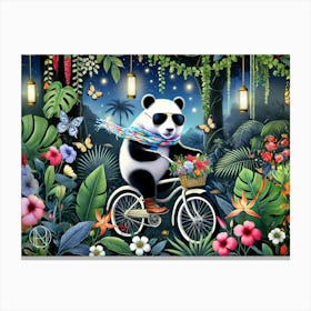 Panda’s Floral Adventure 1 Canvas Print