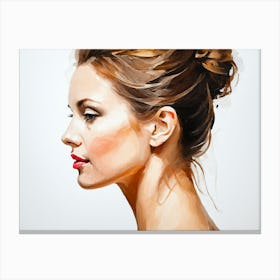 Side Profile Of Beautiful Woman Oil Painting 85 Canvas Print