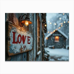 Love Sign In The Snow Canvas Print