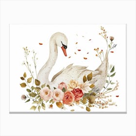 Little Floral Swan 2 Canvas Print