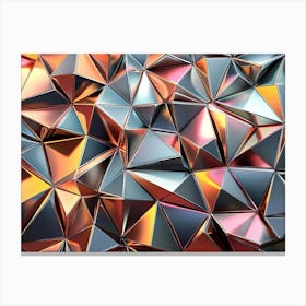 3d Shiny Metallic Triangles Forming Complex Pattern 3 Canvas Print