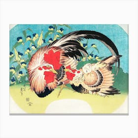 Hokusai Ukiyo-e Rooster And Rooster Canvas Print