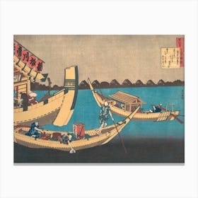 Hokusai's Poem By Kiyohara No Fukayabu, From The Series One Hundred Canvas Print