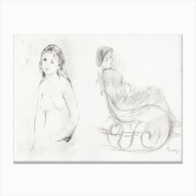 Study For A Female Bather (1906) And Woman Seated In A Chair (1883), Pierre Auguste Renoir Canvas Print