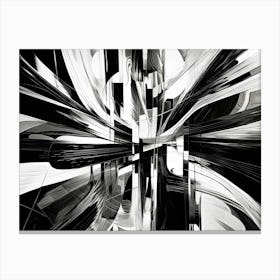 Distorted Reality Abstract Black And White 6 Canvas Print
