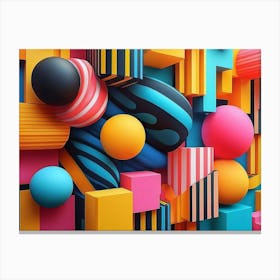 3d Abstract Geometric Patterns with Vibrant Colors 1 Stampe su tela