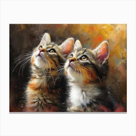 Whiskered Masterpieces: A Feline Tribute to Art History: Two Kittens Looking Up Canvas Print