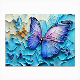 3d Modern Abstract Marble Butterfly Painting Canvas Print