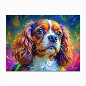 Cavalier King Charles Spaniel With Colorful Artistic Background Canvas Print