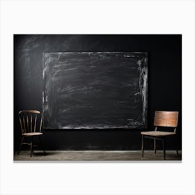 Black Chalkboard Serves As An Abstract Backdrop Horizontal In Orientation Its Texture Showcasing T Canvas Print