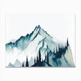 Mountain And Forest In Minimalist Watercolor Horizontal Composition 346 Canvas Print