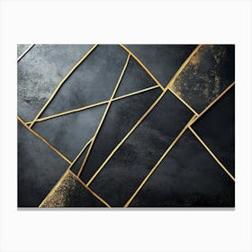 Contemporary Art With Geometric Patterns, Featuring Golden Lines Canvas Print