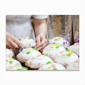 Baker Decorating Cupcakes Canvas Print