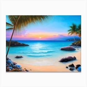 Tropical Beach Oil art Canvas Print