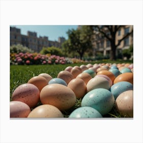 Easter Eggs On The Grass Canvas Print