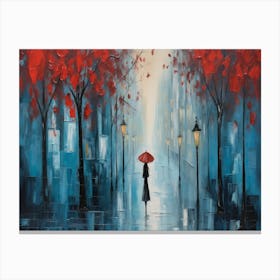 Woman In The Rain Canvas Print