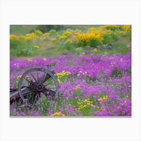 Old Wagon In A Field Of Wildflowers Canvas Print