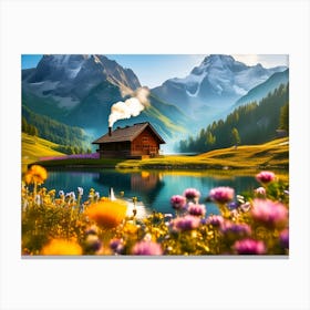 Cabin In The Mountains Canvas Print