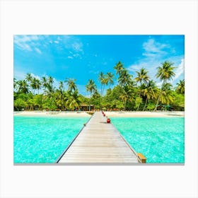 Maldives. Wooden bridge. Tropical. #4 Canvas Print