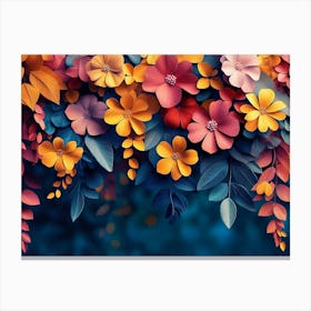 Elegant Colorful With Vibrant Flower Hanging Branches Illustration 3 Canvas Print