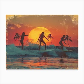 Sunset Surfers Canvas Print