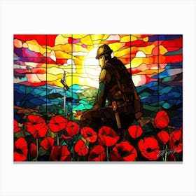 Soldier Memorial - WWII Stained Glass Canvas Print
