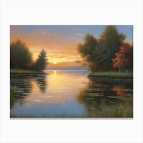 Quiet Lakeside In The Twilight Canvas Print