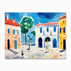 Ferrara Italy Cute Watercolour Illustration 3 Canvas Print