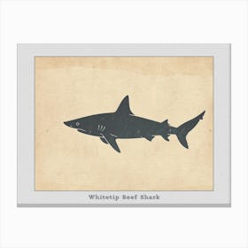 Whitetip Reef Shark Shark Silhouette 1 Poster Canvas Print
