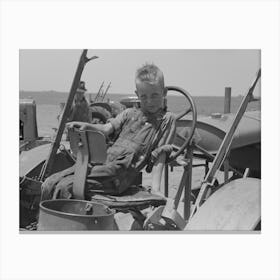 Son Of Day Laborer Sitting In Tractor Seat, Large Farm Near Ralls, Texas By Russell Lee Canvas Print