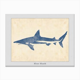 Blue Shark Grey Silhouette 5 Poster Canvas Print