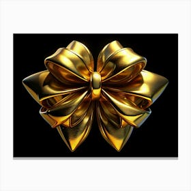 Golden Bow Isolated On Black Background 1 Canvas Print