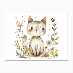 Little Floral Bobcat 1 Canvas Print