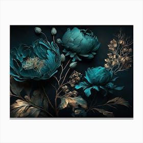 Blue Peonies Elegant Canvas Print