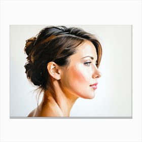 Side Profile Of Beautiful Woman Oil Painting 92 Canvas Print