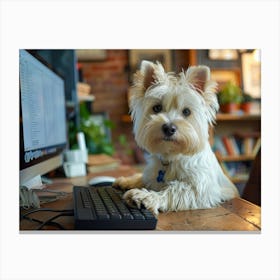 Dog On A Keyboard Canvas Print