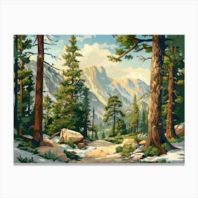 Vintage Wooded Pines 9 Canvas Print