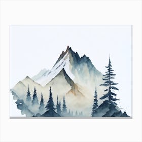 Mountain And Forest In Minimalist Watercolor Horizontal Composition 169 Canvas Print