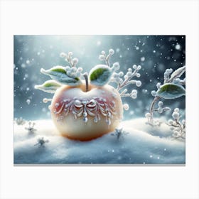 Apple decorated in elegance style covered with white snow, winter theme Canvas Print