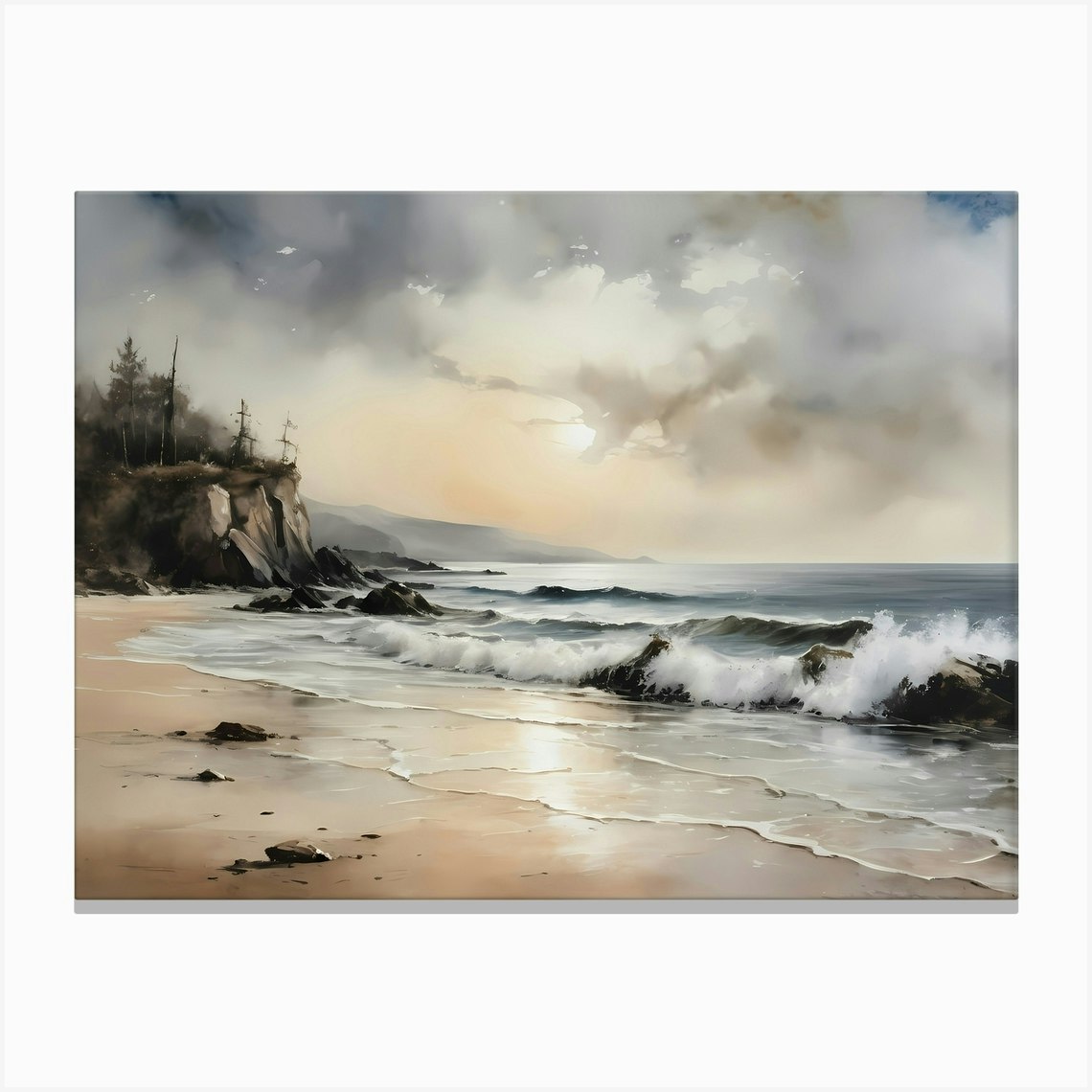 Vintage Coastal Seaside Painting (17) Canvas Print by 1xMerch - Fy